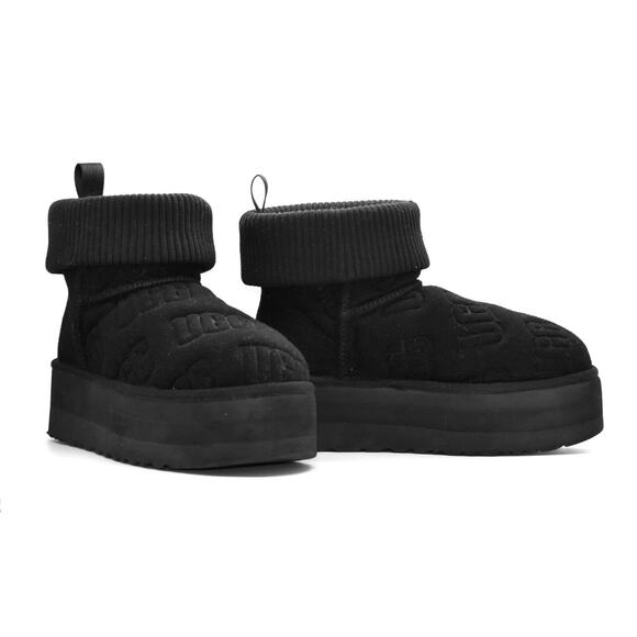 D0 NIB UGG Black Classic Mini Platform Felted Ankle Boot Shoes 1144047 Size US 7 - Picture 2 of 8